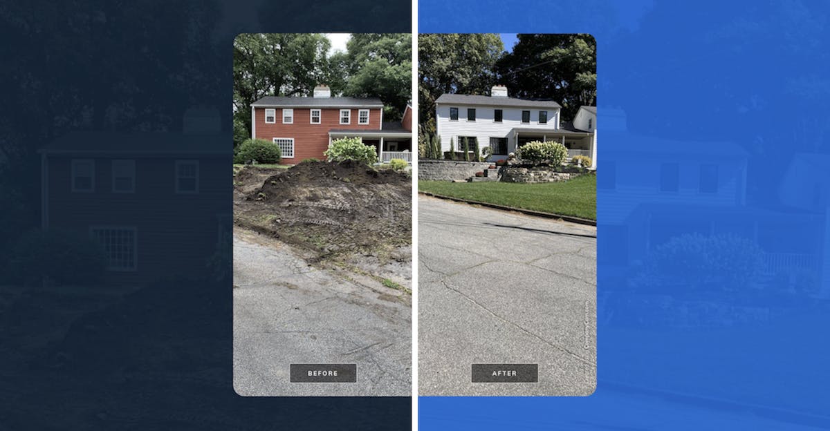 before and after photo social media post