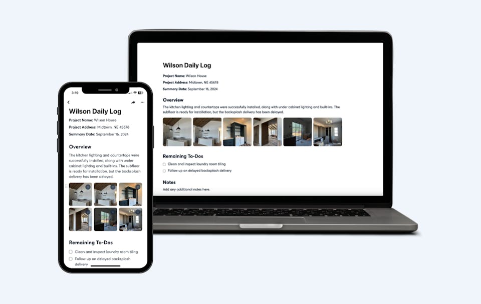 daily log report on desktop and mobile